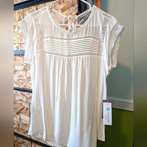 Daniel Rainn Becru Lace Detail Blouse - Medium